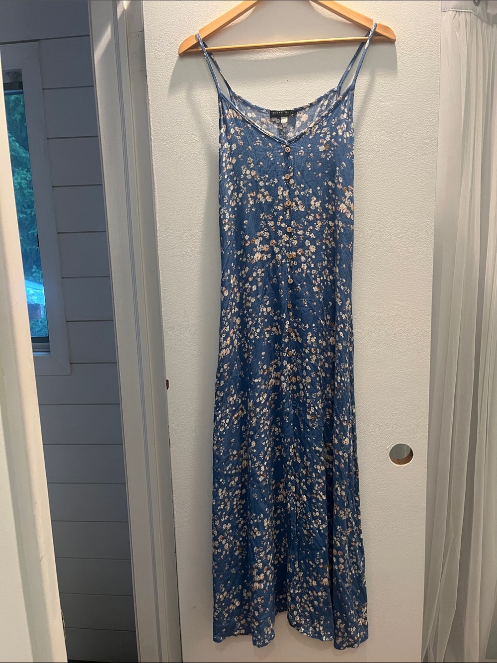 Final Touch Blue Floral Maxi Slip Dress with Spaghetti Straps